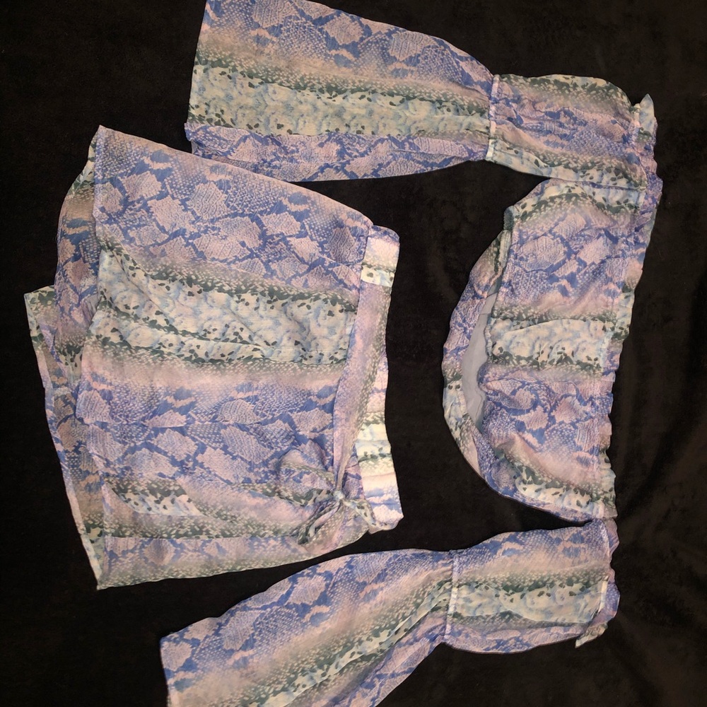 Multicolored, Snake Print Sheer Two Piece Set